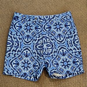 J. McLaughlin Men's Blue Geometric Aztec Print Flat Front Shorts size 33